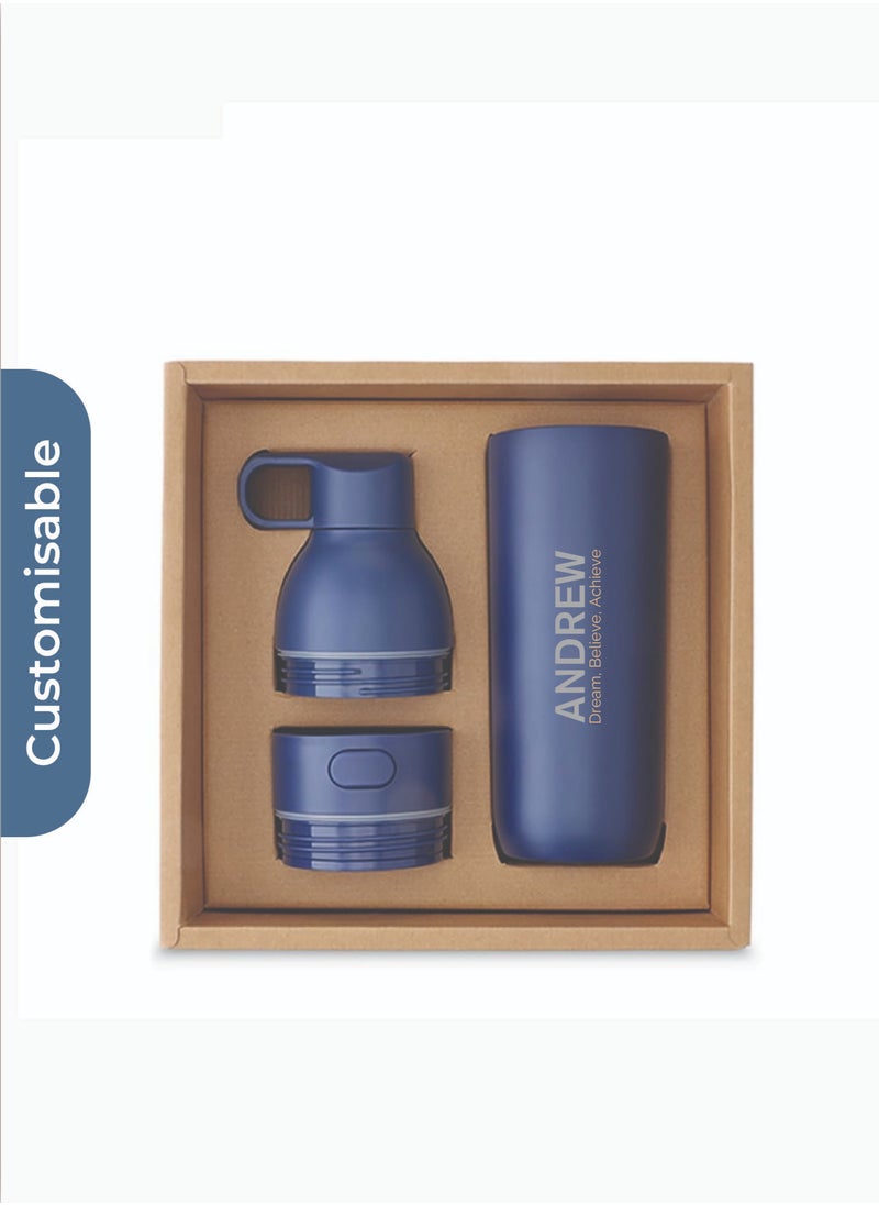 Hans Larsen Personalised RUVO - CHANGE ZERO 2-in-1 Modular Hydration Gift Set - Navy Blue  - Image 3