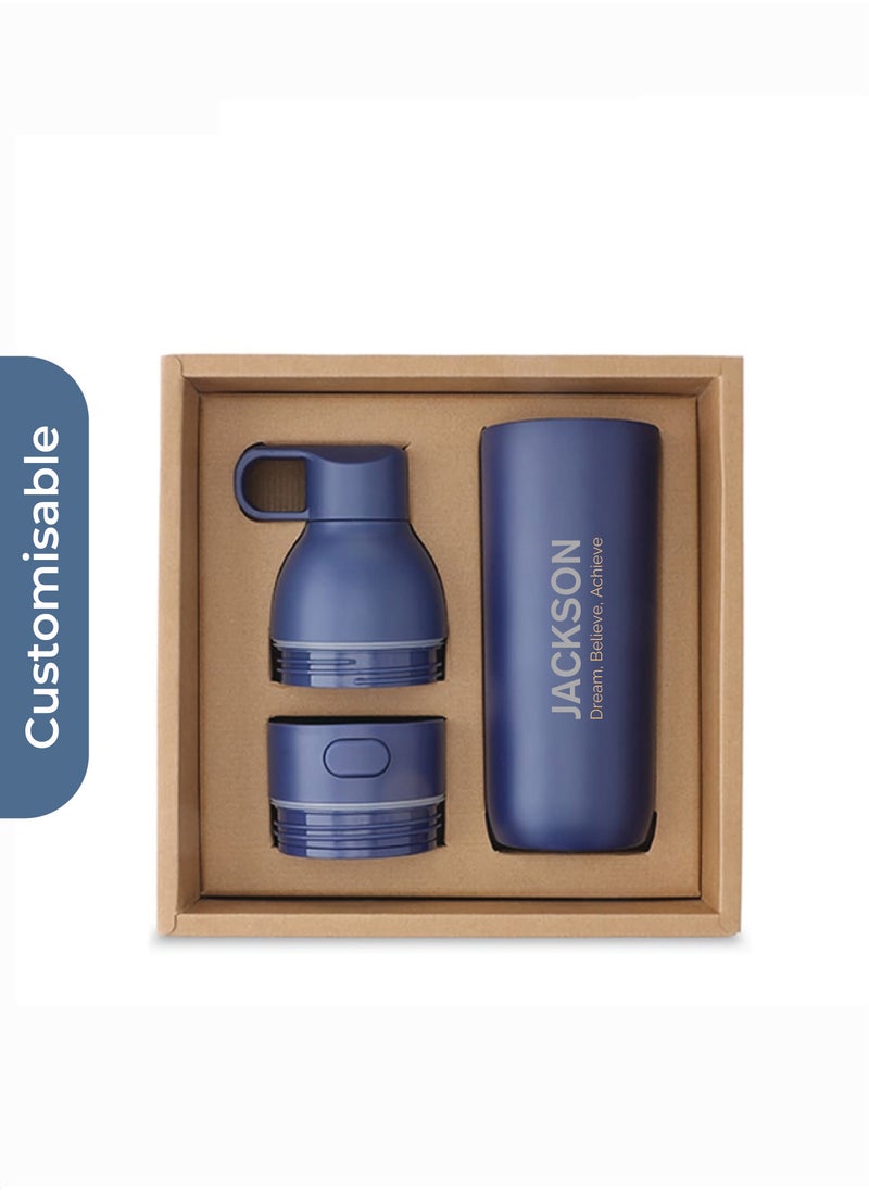Hans Larsen Personalised RUVO - CHANGE ZERO 2-in-1 Modular Hydration Gift Set - Navy Blue  - Image 1