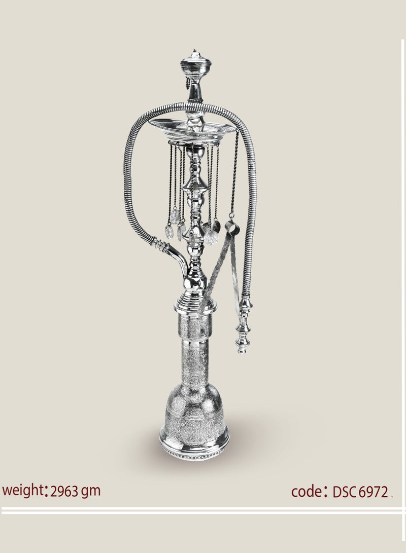 أوديسي شيشة فضة خالصة مزينة بزخارف عربية يدوية (DSC6972) - Image 1