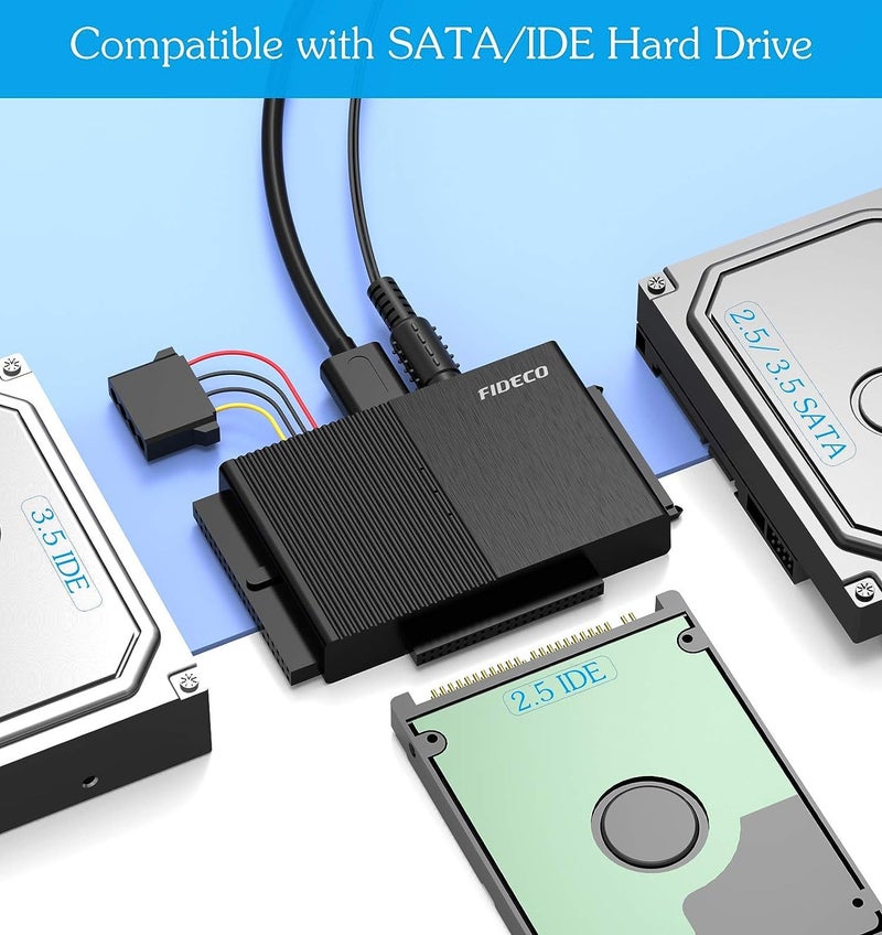 Tobo USB 3.0 to SATA or IDE Adapter, Hard Drive Adapter Cable Universal for 2.5/3.5 inch SATA HDD/SSD & IDE HDD with 12V/2A Power Adapter (TD-PL319) - Image 3