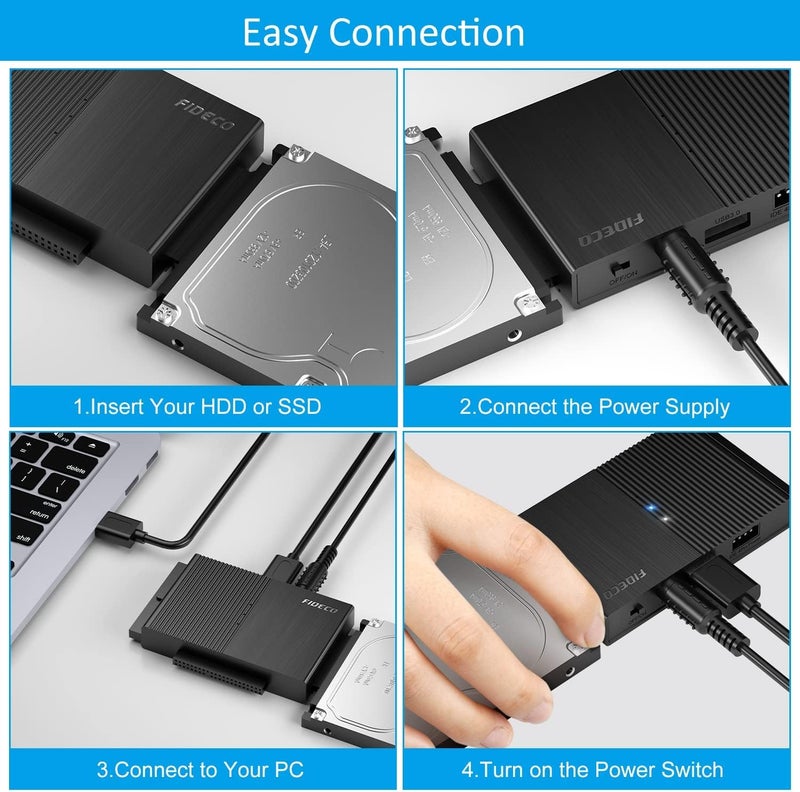 Tobo USB 3.0 to SATA or IDE Adapter, Hard Drive Adapter Cable Universal for 2.5/3.5 inch SATA HDD/SSD & IDE HDD with 12V/2A Power Adapter (TD-PL319) - Image 5