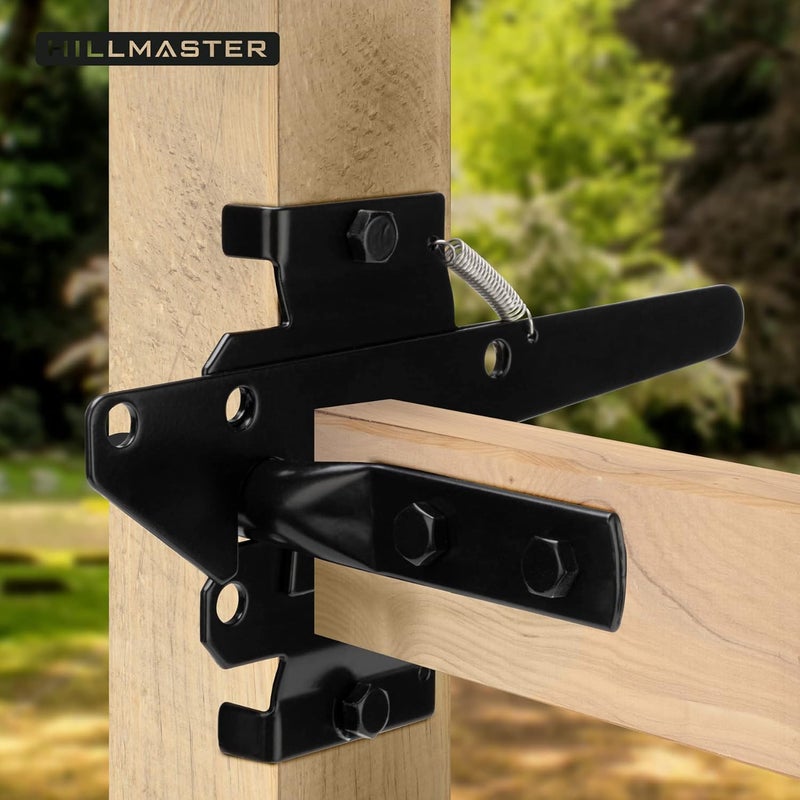 HILLMASTER Heavy Duty Self-Locking Gate Latch for Wooden Fence, Post Mount Automatic Gate Lock Gravity Door Latch Hardware for Secure Pool, Outdoor Garden, Metal Gates Vinyl Fences, Black Finish - Image 3