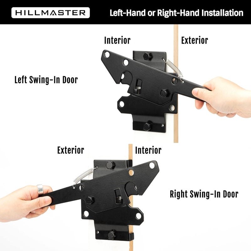 HILLMASTER Heavy Duty Self-Locking Gate Latch for Wooden Fence, Post Mount Automatic Gate Lock Gravity Door Latch Hardware for Secure Pool, Outdoor Garden, Metal Gates Vinyl Fences, Black Finish - Image 5