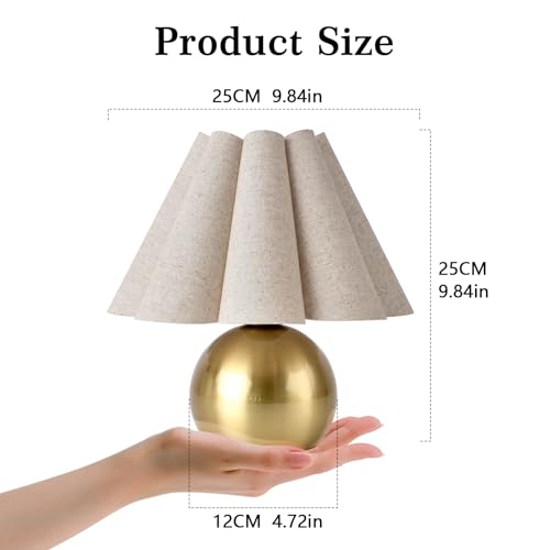 Ziqqeelam Gold Small Touch Control Table Lamp for Bedroom, Brass Gold Bedside Lamps for Nightstand, Cute Mini Small Table Lamps for Small Spaces with Scalloped Shade for Kitchen Counter, Bookshelf, Living Room - Image 3