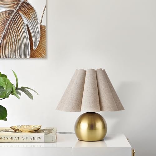 Ziqqeelam Gold Small Touch Control Table Lamp for Bedroom, Brass Gold Bedside Lamps for Nightstand, Cute Mini Small Table Lamps for Small Spaces with Scalloped Shade for Kitchen Counter, Bookshelf, Living Room - Image 5
