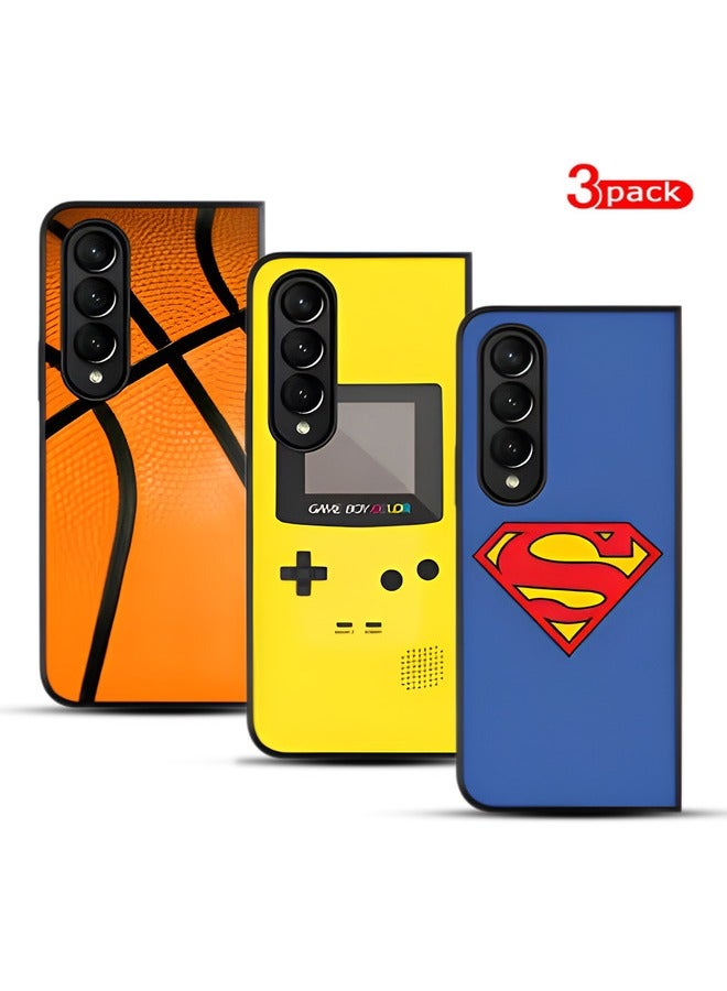 Stylizedd حافظة حواف سوداء متينة لجهاز سامسونج جالكسي زد فولد 4، حافظة مرنة رقيقة من المطاط مع حواف مضادة للسقوط (عبوة من 3)