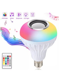 12W RGB Colorful DJ Magic Light Bluetooth Music LED Bulb With Remote Control White