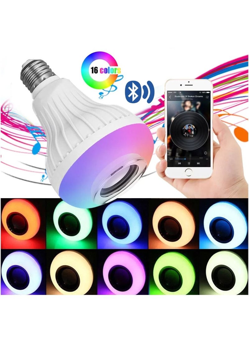 BSNL - 12W RGB Colorful DJ Magic Light Bluetooth Music LED Bulb With Remote Control White - Image 1
