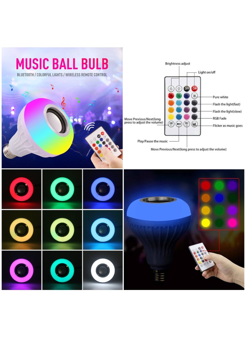 BSNL - 12W RGB Colorful DJ Magic Light Bluetooth Music LED Bulb With Remote Control White - Image 1