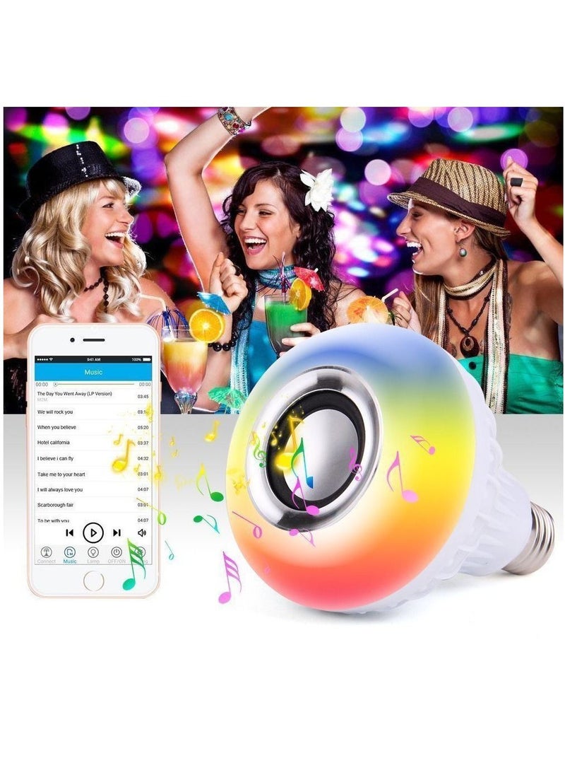 BSNL - 12W RGB Colorful DJ Magic Light Bluetooth Music LED Bulb With Remote Control White - Image 1