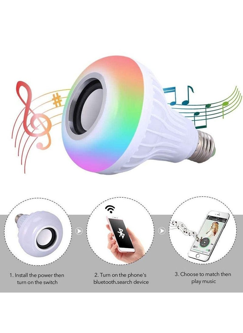 BSNL - 12W RGB Colorful DJ Magic Light Bluetooth Music LED Bulb With Remote Control White - Image 1