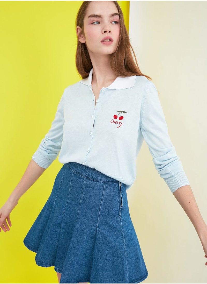 trendyol Polo Neck Embroidered Cardigan  - Image 1
