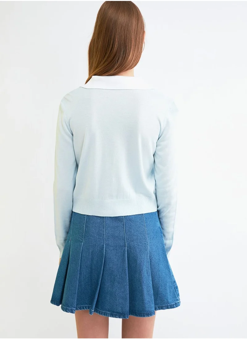 trendyol Polo Neck Embroidered Cardigan