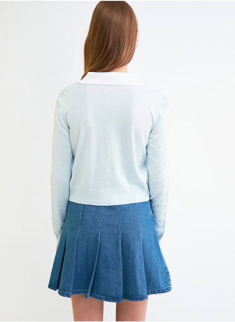 trendyol Polo Neck Embroidered Cardigan  - Image 3