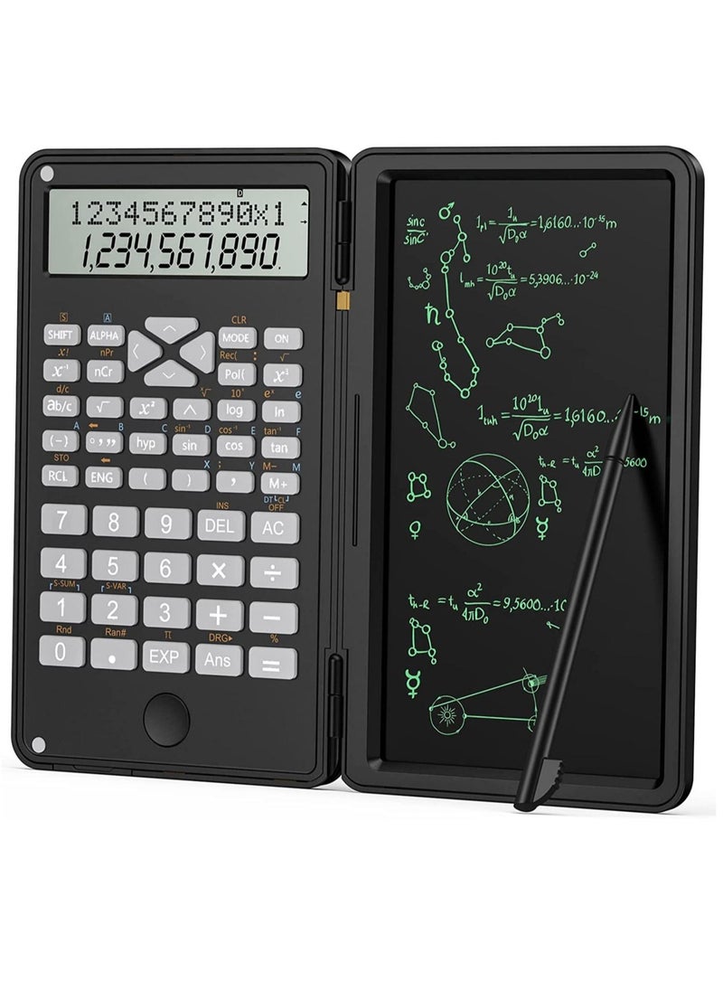 Scientific Calculator 12-bit LCD Desktop Solar Foldable Calculator with Wordpad and battery calculator Notepad suitable for high school and college as well as office applications