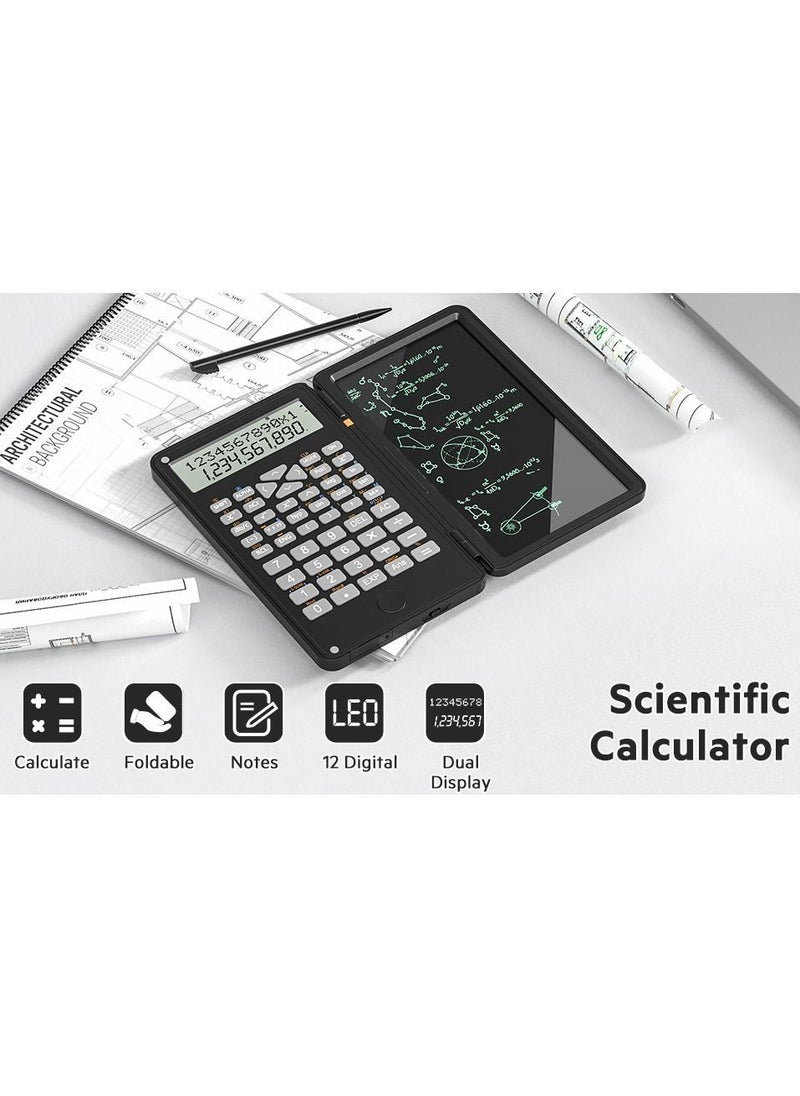 Scientific Calculator 12-bit LCD Desktop Solar Foldable Calculator with Wordpad and battery calculator Notepad suitable for high school and college as well as office applications
