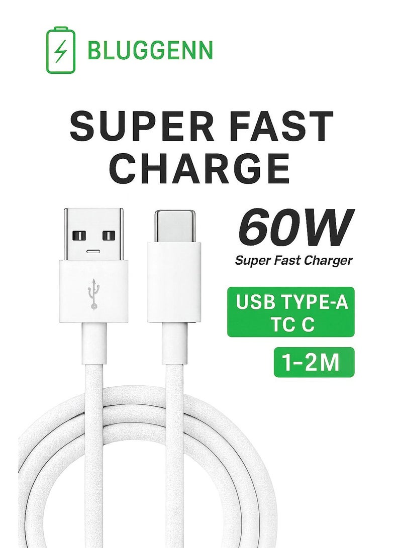 بلجن كابل شاحن فائق السرعة USB-C إلى USB A PD 60W – كابل أصلي مضفر بجودة عالية. – متوافق مع أجهزة آيفون / iPhone ( 15، 16، 14) – يدعم جميع أجهزة Appleمتوافق مع هواتف سامسونج وهواوي وPS5 - Image 1