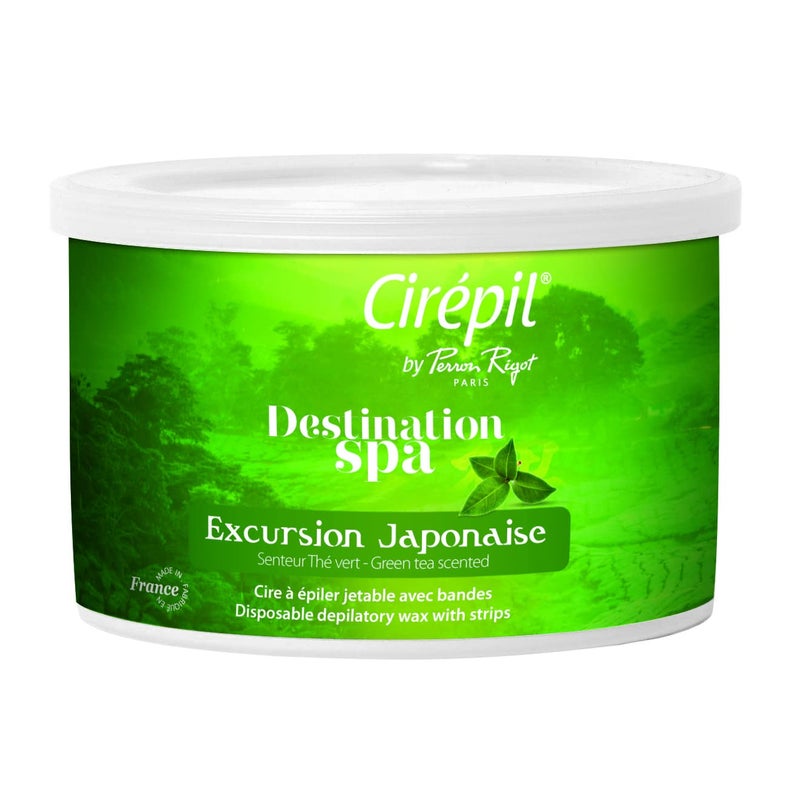 Cirepil  Destination SPA Excursion Japonaise  400g  1411 oz Wax Tin  Green Tea Scent  Thin Gel Texture  Perfect for Large Areas  All Hair Types  Strips Needed