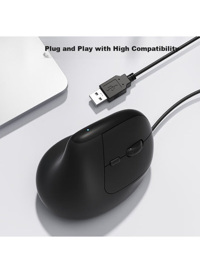 B.o.w Hangshi M190u Ergonomic Wired Mouse Office Computer Vertical Grip Mouse For Drawing And Modeling Universal Silent Mouse With Magnetic Wrist Rest Black - Image 5