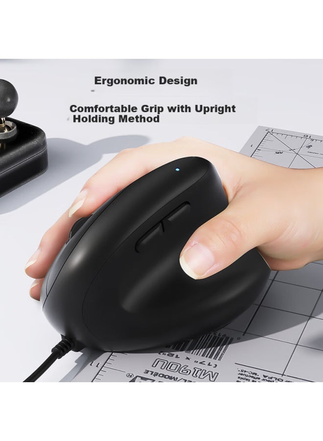 B.o.w Hangshi M190u Ergonomic Wired Mouse Office Computer Vertical Grip Mouse For Drawing And Modeling Universal Silent Mouse With Magnetic Wrist Rest Black - Image 3