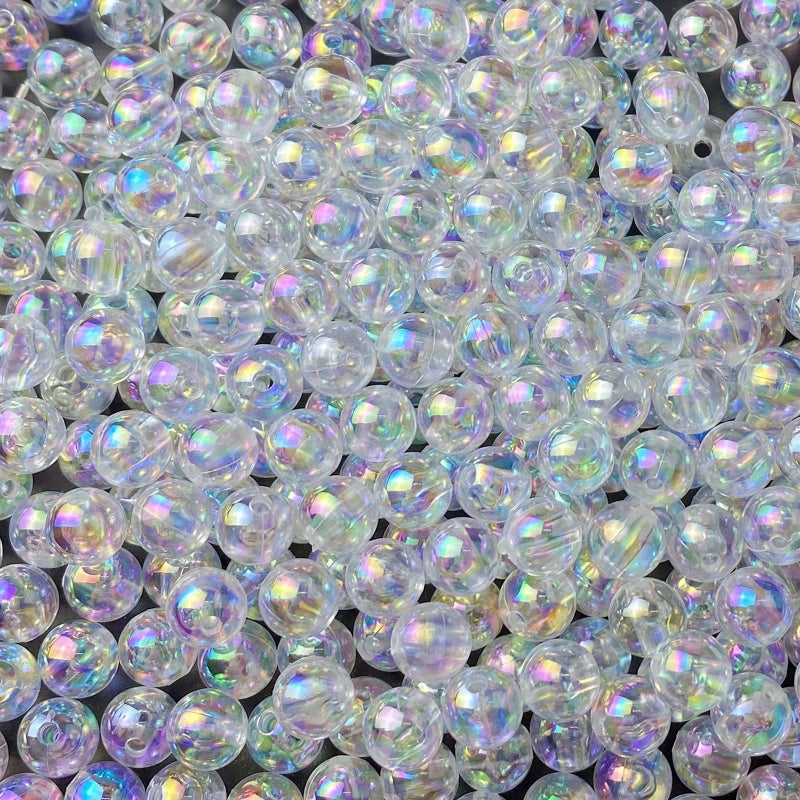 Honkoolly 300 Pcs 8mm Acrylic Round Beads AB Colors Round Spacer Beads for Earring Bracelet Necklace Key Chains Jewelry DIY Craft Making(Clear AB) - Image 1