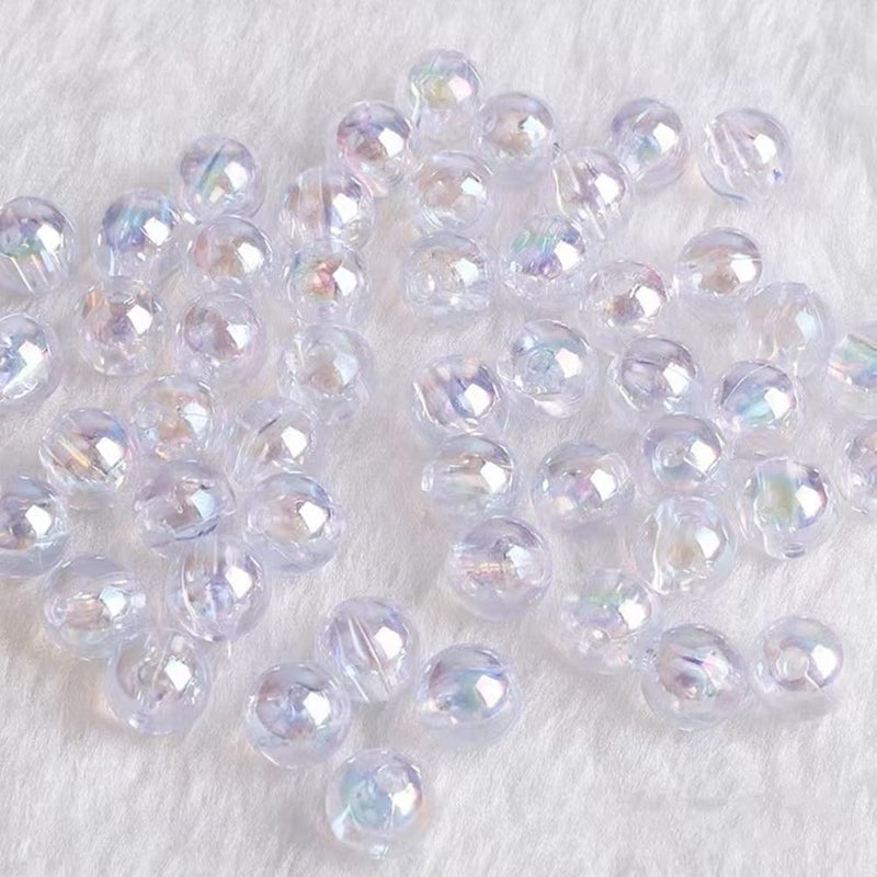 Honkoolly 300 Pcs 8mm Acrylic Round Beads AB Colors Round Spacer Beads for Earring Bracelet Necklace Key Chains Jewelry DIY Craft Making(Clear AB) - Image 4