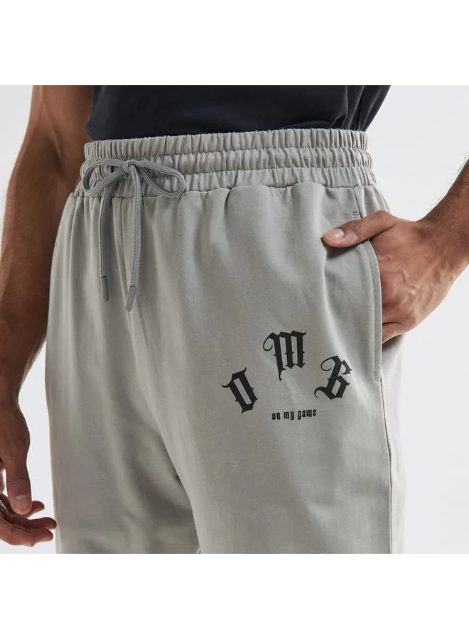 Splash FAV Typography Print Flexi Waist Joggers with Drawstring Closure and Pockets