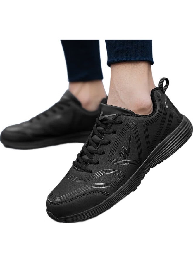 Double Star Men'S Sports Shoes Spring And Summer Leather Waterproof Running Shoes Lightweight Soft Bottom Casual Travel Shoes Black Size 43 - Image 3