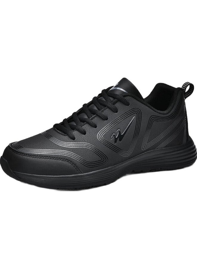 Double Star Men'S Sports Shoes Spring And Summer Leather Waterproof Running Shoes Lightweight Soft Bottom Casual Travel Shoes Black Size 43 - Image 1