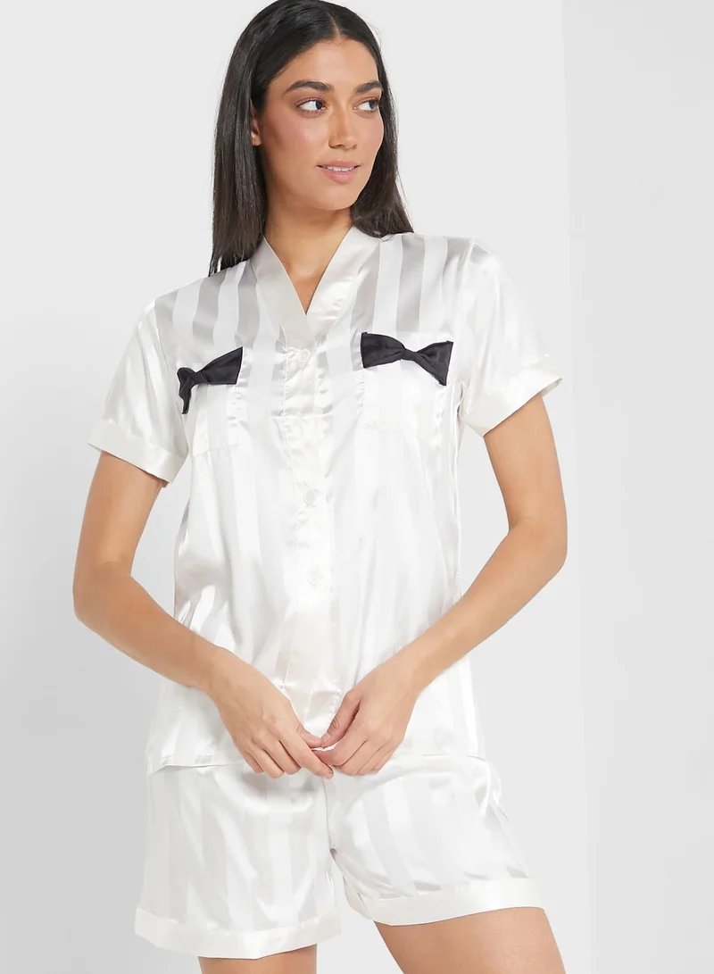ELLA Bow Detail Short Set
