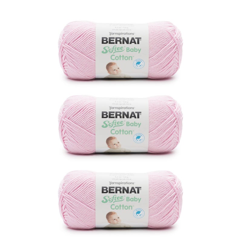 Bernat Softee Baby Cotton Petal Yarn 3 Pack of 120g425oz Blend 3 DK Light 254 Yards KnittingCrochet