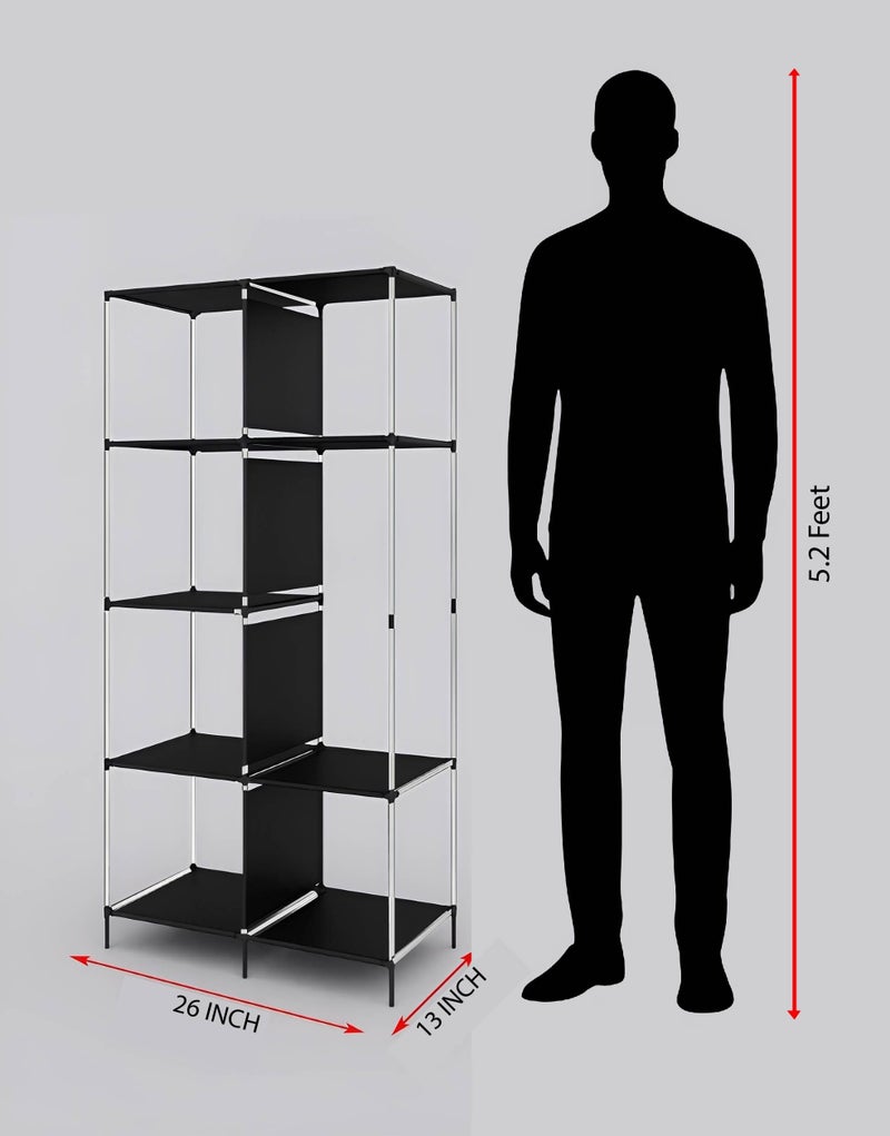 Whitecloud TRANSFORMING HOMES® 2+2 Layer Collapsible Wardrobe for Clothes with Side Pocket Storage Unit Cloth Rack Cupboard Storage Organizer (84x42.5x166cm)(7800-4) (Grey) - Image 5
