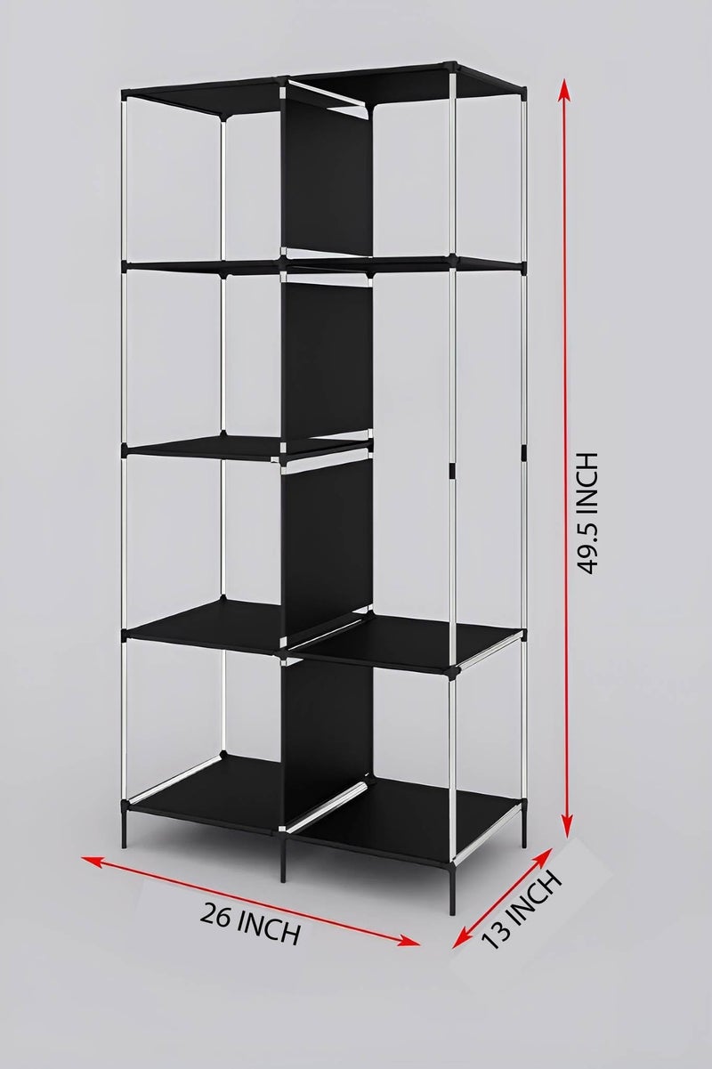 Whitecloud TRANSFORMING HOMES® 2+2 Layer Collapsible Wardrobe for Clothes with Side Pocket Storage Unit Cloth Rack Cupboard Storage Organizer (84x42.5x166cm)(7800-4) (Grey) - Image 4
