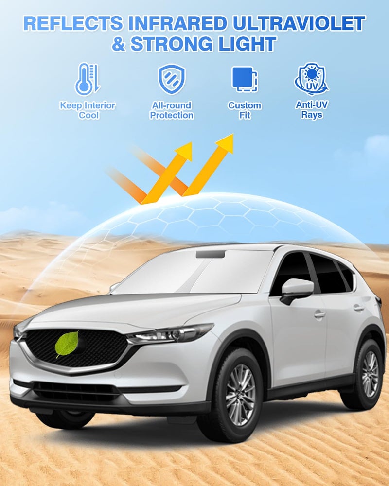 Canvcle Windshield Sunshade for Mazda CX-5 2017-2025 2026 CX5 Accessories Side Rear Window Shade Cover Kit Window Sun Blocker Privacy Protection Keep Vehicle Cool Black 8PCS - Image 2