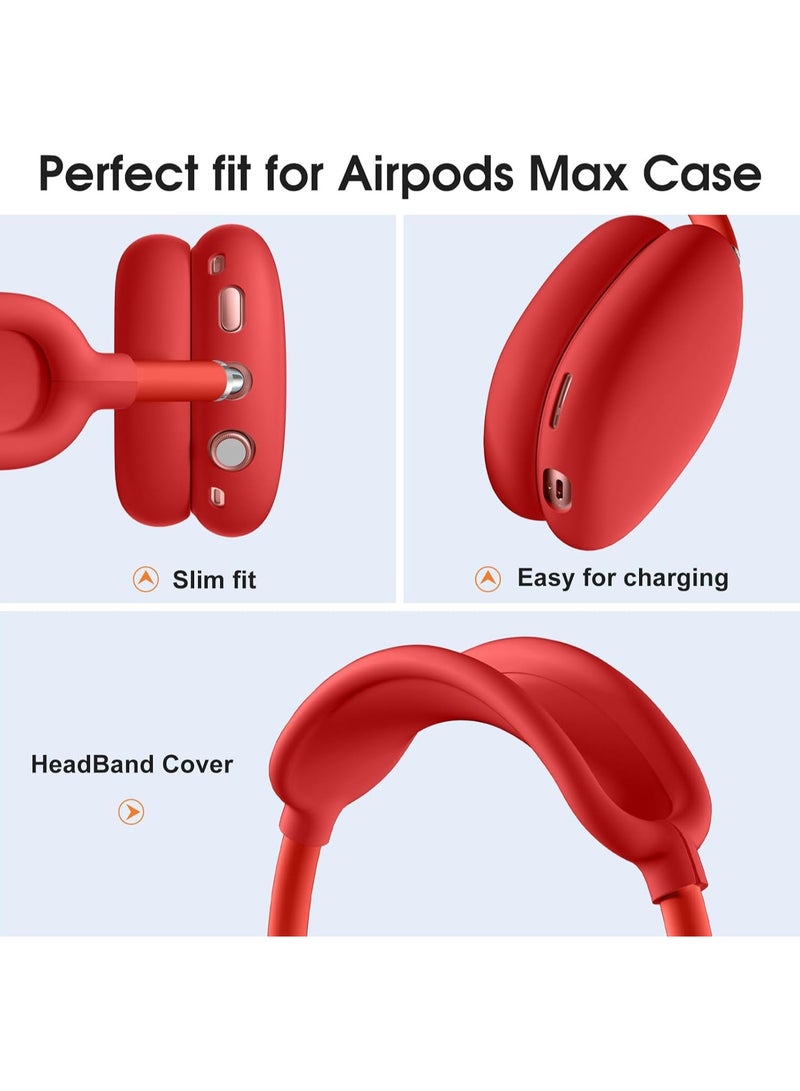 AROAQ Suitable for Airpods Max Protective Cover Apple Max Earphone Shell Solid Color Silicone Soft Shell Earphone Cover Three-Piece Set  - Image 3