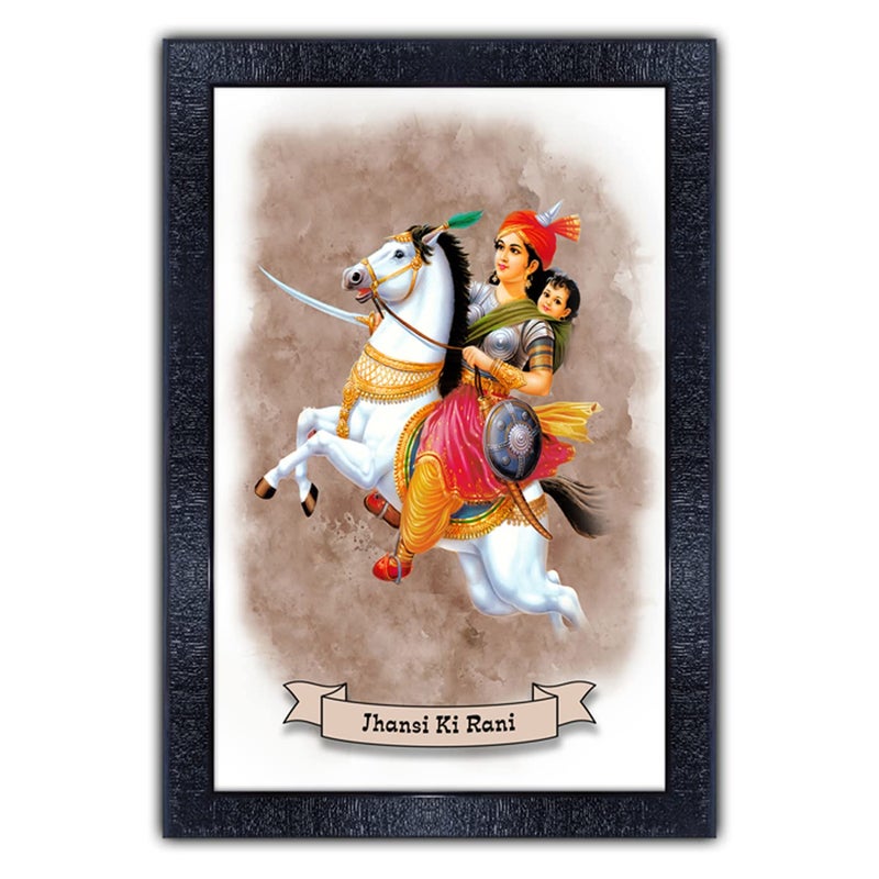 pnf Jhansi Ki Rani painting art Wood Frames with Acrylic Sheet (Glass) p-165-(10 * 14inch,Multicolour,Synthetic) - Image 4