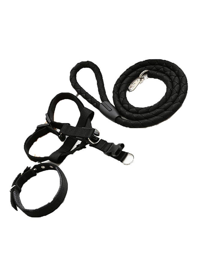 NIBEMINENT Pet Leash Collar Dog Chain Chest 3 Strap Set Black 0.7kg