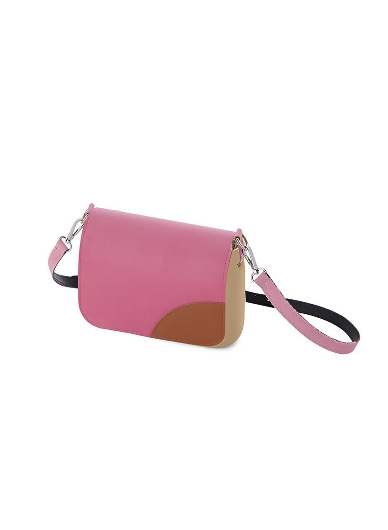 O bag O pocket Cross Body Bag with Flap & Eco Leather Adjustable Shoulder Strap in Sangria Sand - Image 2