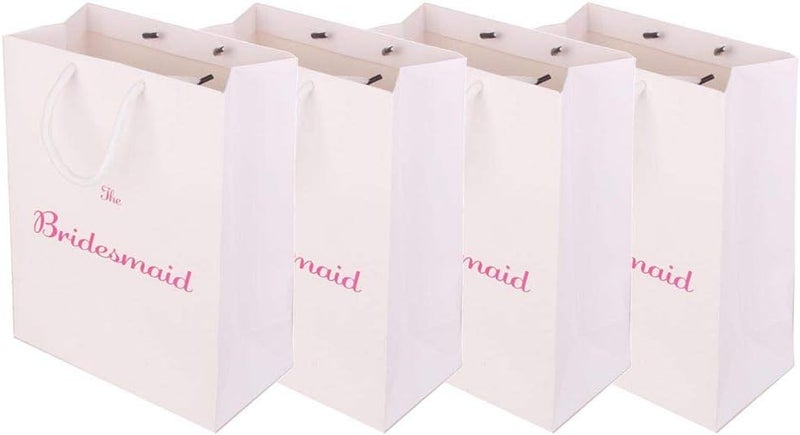 klarako Pack of 4 The Bridesmaid Printed Paper Favour Gift Bag with Handle - Image 1