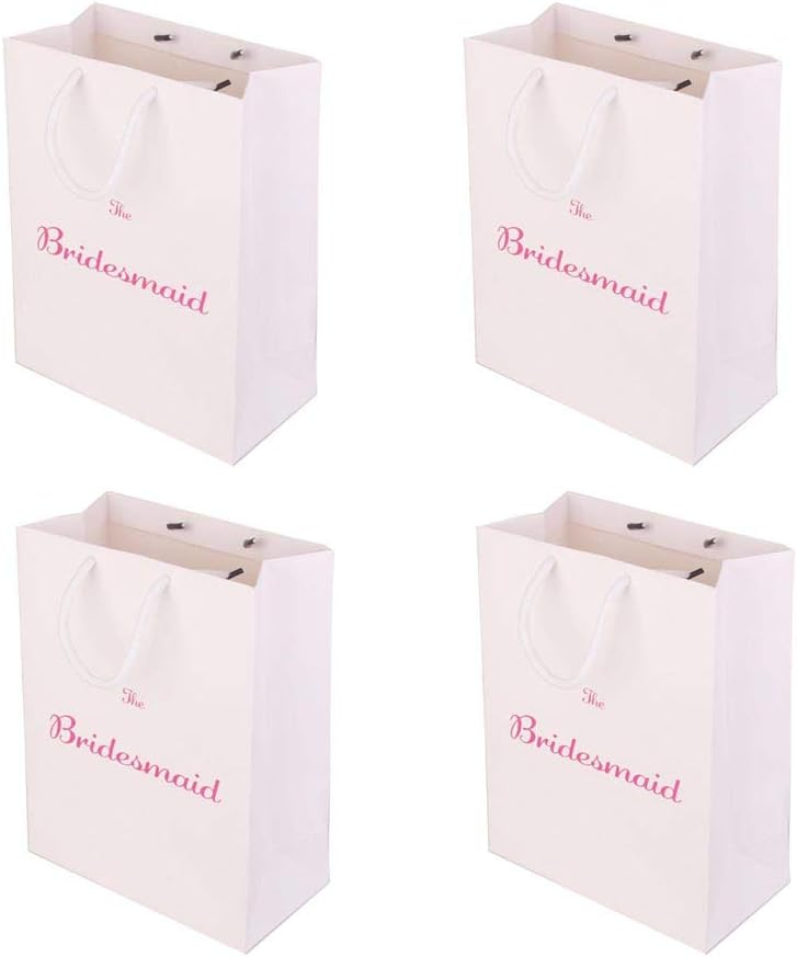 klarako Pack of 4 The Bridesmaid Printed Paper Favour Gift Bag with Handle - Image 3