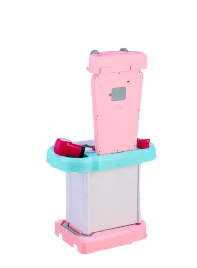 ممز بلانيت طقم تسريحة أطفال 3 في 1 بتصميم مميز  يحتوي على خزانة مع 27 قطعة وأدراج وإكسسوارات تجميل – لعبة تعليمية وتفاعلية للبنات – ألعاب تجميل – ألعاب أطفال - Image 4