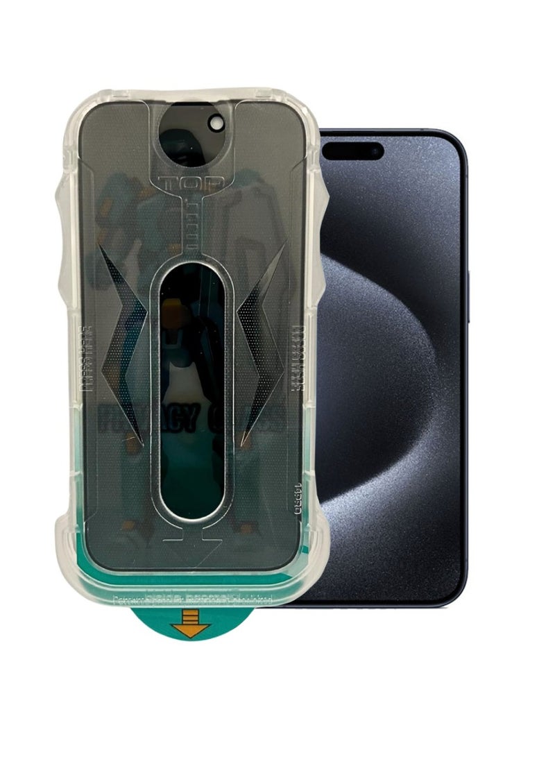 Digi Core واقي شاشة زجاجي للخصوصية لهاتف iPhone 15 Pro مقاس 6.1 بوصة، مجموعة سهلة التركيب، محاذاة تلقائية، صلابة 9H 99.99% HD واضحة خالية من الفقاعات ومضادة للتجسس، شاشة iPhone 15 Pro، 5D زجاج سحري - Image 1