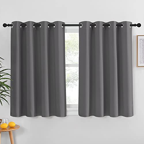NICETOWN Blackout Curtain Panel for Bedroom  Window Treatment Thermal Insulated Solid Grommet Blackout Drape for Living Room 1 Panel 52 by 45 inches Grey
