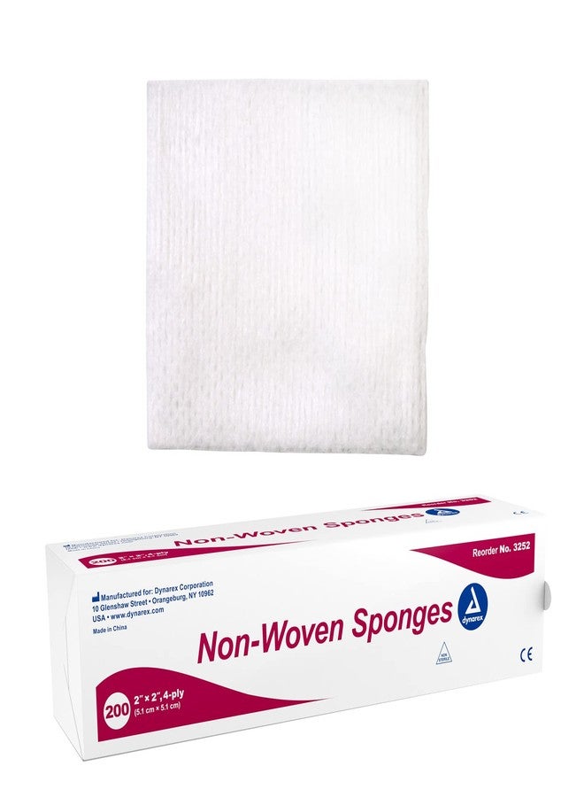 Dynarex Non-Woven Sponges, Non-Sterile Gauze, 2x2 and 4 Ply, Perfect for Facial Needs, Skin Treatment, & Wound Care, Made from Highly Absorbent Materials, 1 Sleeve of 200 - Image 1