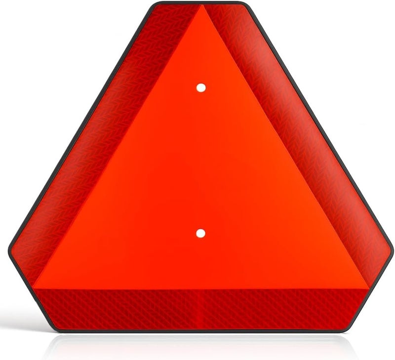 DXSIGN علامة سلامة المركبات البطيئة، علامة مثلث المركبات البطيئة، بلاستيك 14"x16" عاكسة من الدرجة الهندسية لعربة الجولف (بلاستيك) - Image 1