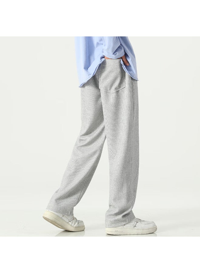 Vancamel Men's Casual Loose Fit Straight Leg Sports Lightweight Fashion Long Pants Light Gray 4XL - Image 2
