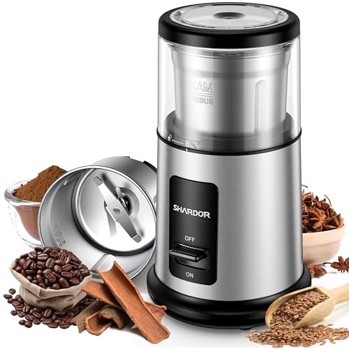 SHARDOR One Touch Coffee Grinder Electric, Spice, Herb, For Coffee Bean Spices and Seeds with 1 Removable Stainless Steel Bowl, Dry Grinder, Silver - Image 1