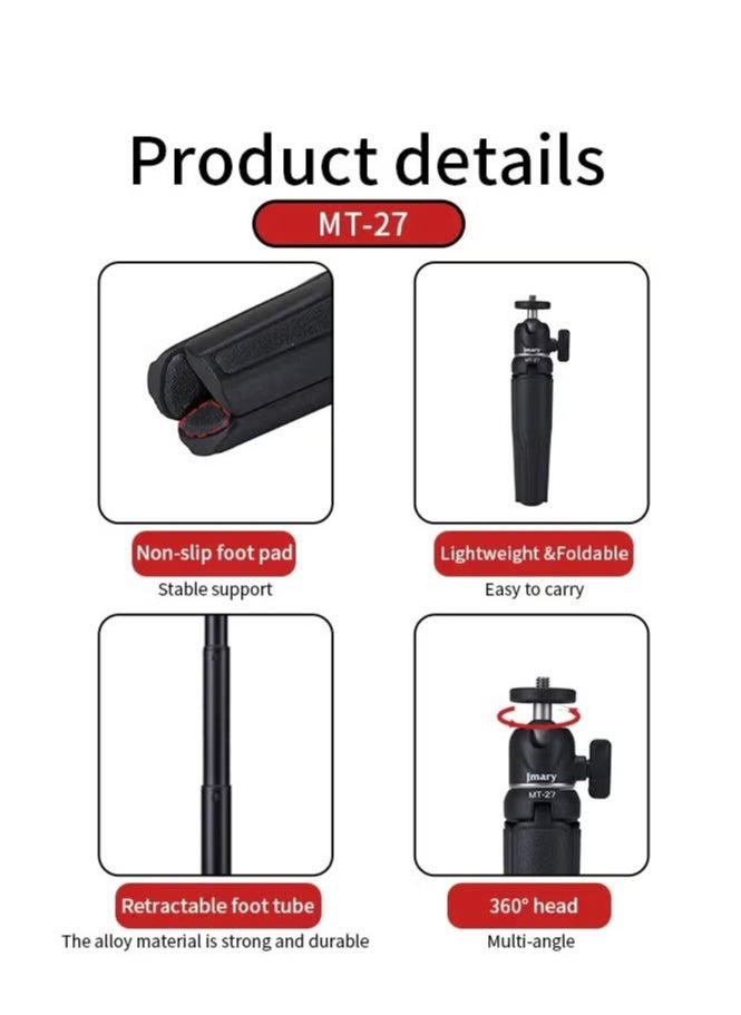 Jmary Jmary MT27 Mini Portable Lightweight Tripod Stand Smart Selfie Stick 360 Rotation for Phone and Camera  - Image 4