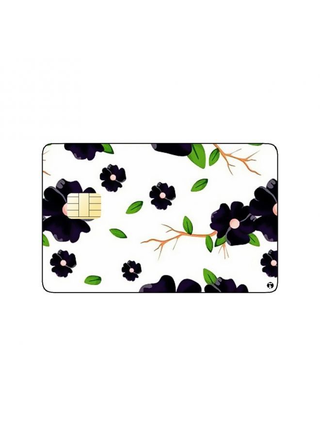 RKN PRINTED BANK CARD STICKER Beautiful Black Flowers Drawing - Image 1