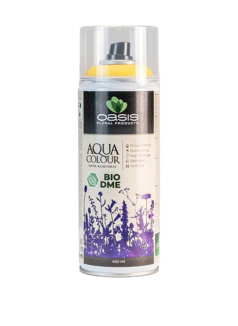 Oasis Aqua Color Spray, Yellow, 400ml – Premium Floral Spray for Fresh and Artificial Flowers, Crafts, and Event Décor – Quick-Drying, Long-Lasting Finish